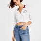 Tommy Jeans Women's V Neck Cropped Cardigan Sweater White Size Large