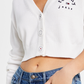 Tommy Jeans Women's V Neck Cropped Cardigan Sweater White Size Large