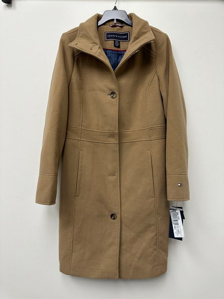 Tommy Hilfiger Women's Stand Collar Coat Brown Size Medium