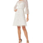 Adrianna Papell Women's Illusion Detail Flare Sleeve A Line Dress White Size 2