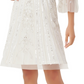 Adrianna Papell Women's Illusion Detail Flare Sleeve A Line Dress White Size 2