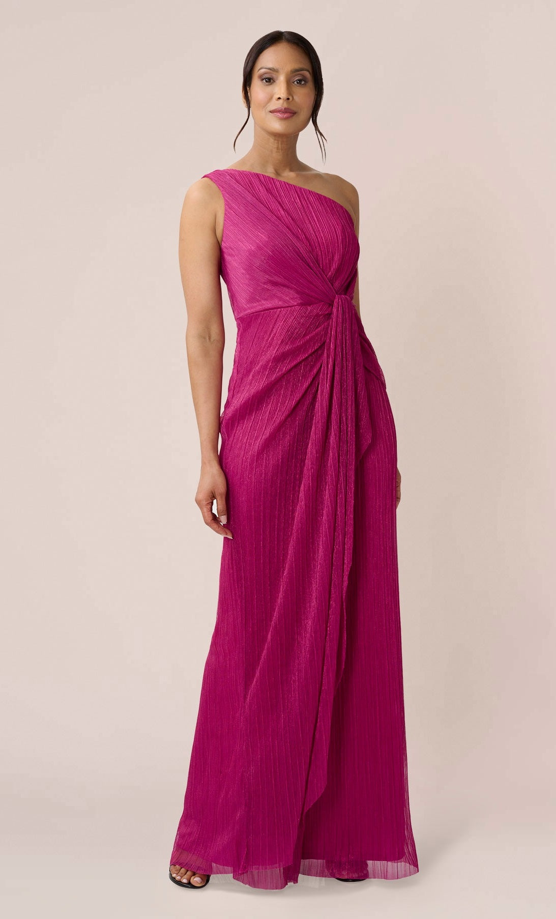 Adrianna Papell Women's Stardust One Shoulder Gown Pink Size 4