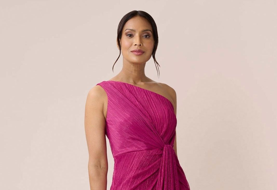 Adrianna Papell Women's Stardust One Shoulder Gown Pink Size 4