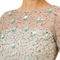Adrianna Papell Women's Boat Neck Embellished Elbow Sleeve Top Green Size 4