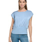 Calvin Klein Women's Satin Knit Hem Cap Sleeve Top Blue Size Medium