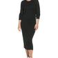Calvin Klein Jeans Women's Ribbed Long Sleeve Crewneck Side Slit Dress Black Size Large
