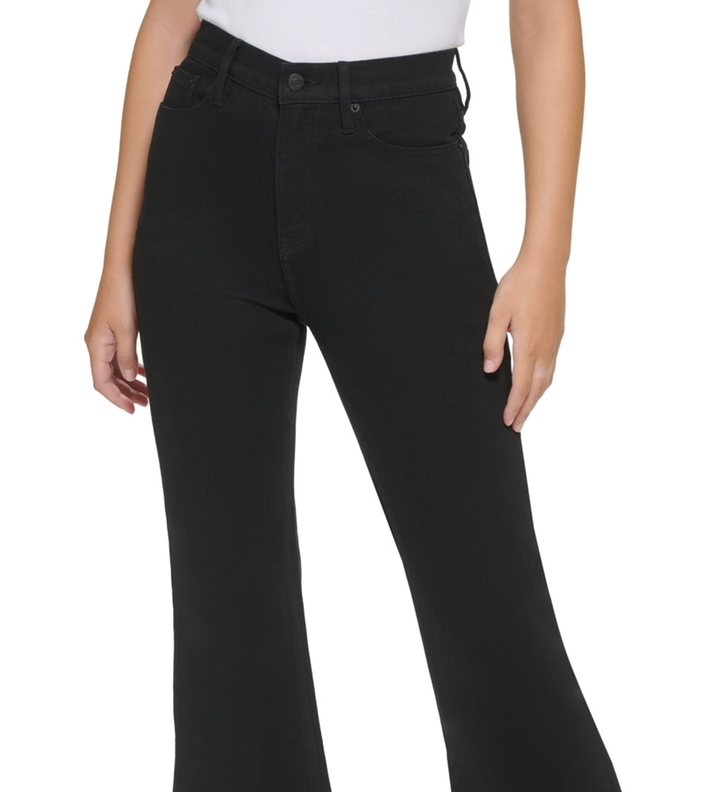 Calvin Klein Women's High Rise Flared Slit Hem Jeans Black Size 24
