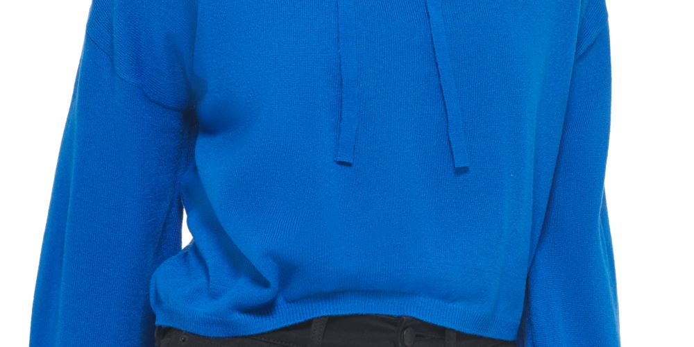 Calvin Klein Women's Hooded Bell Sleeve Top Blue Size Small