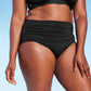 Kona Sol Women's Shirred High Waist High Coverage Bikini Bottom Black L