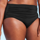Kona Sol Women's Shirred High Waist High Coverage Bikini Bottom Black L