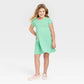 Cat & Jack Girls' Tiered Short Sleeve Knit Dress Green Size L