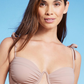 Shade & Shore Women's Shoulder Tie Shirred Underwire Bikini Top Light Brown Size 34B