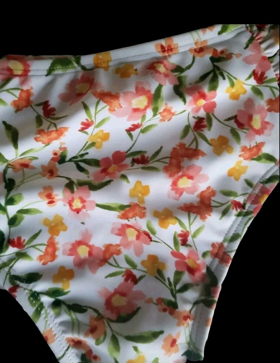 Shade & Shore Women's Shirred Side Hipster Bikini Bottom Multi Floral Print Size XL