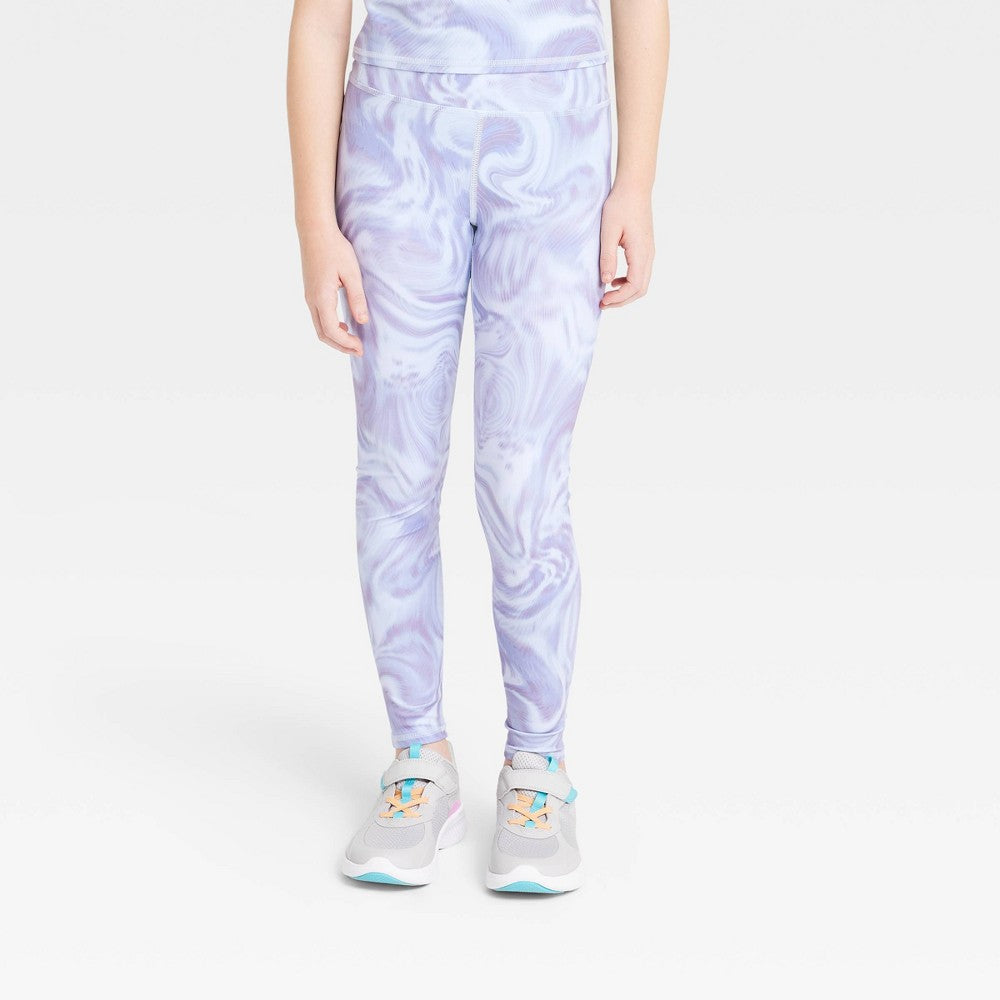 All in Motion Girls' High-Waist Leggings Light Gray Size L
