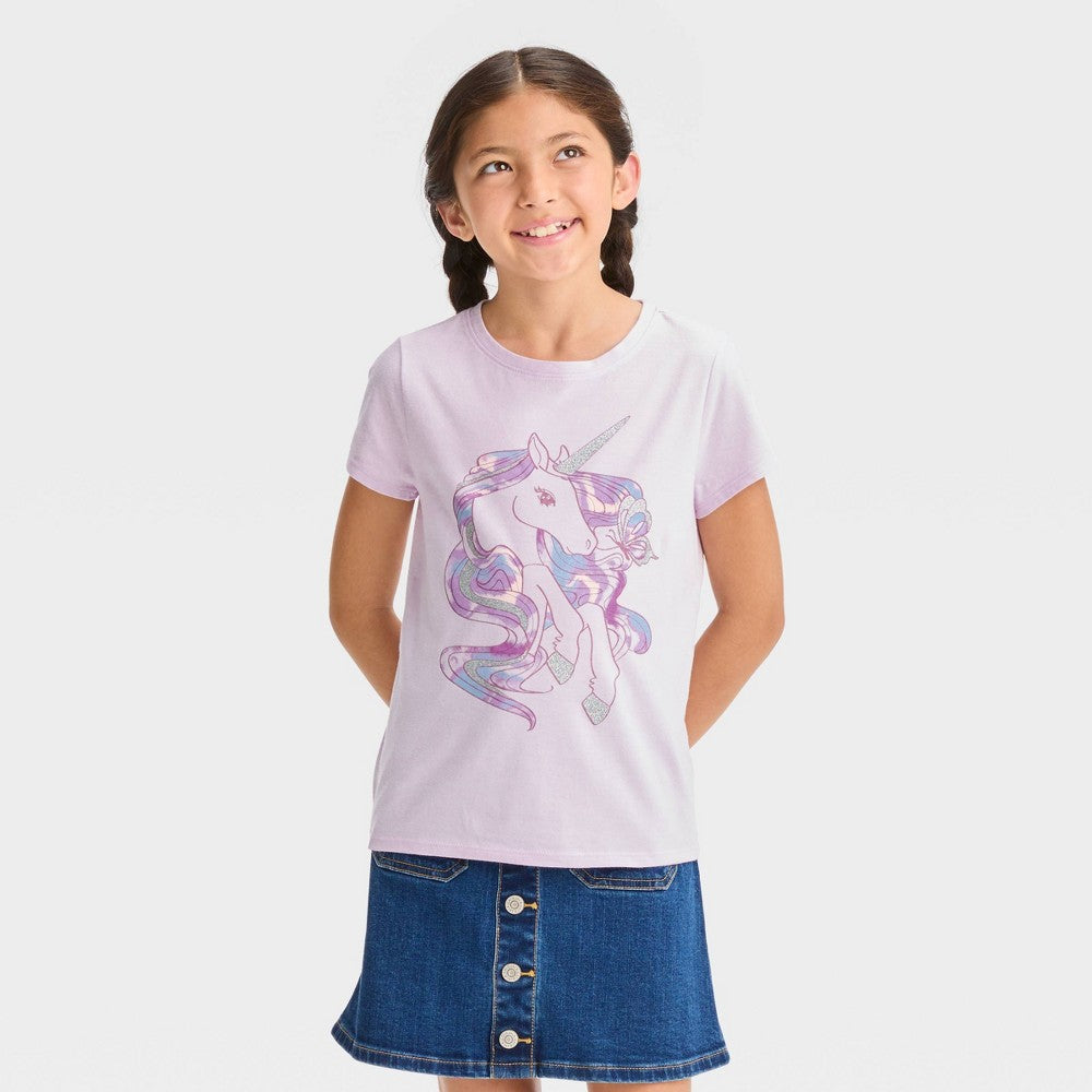 Cat & Jack Girls' Short Sleeve Graphic T-Shirt Light Lavender Size M
