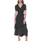 Karl Lagerfeld Paris Womens Petite Chiffon Polka Dot Dress Black and Soft White