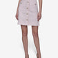 Karl Lagerfeld Paris Womens Button Front Tweed Skirt Parfait Pink Soft White