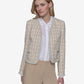 Karl Lagerfeld Paris Womens Cropped Tweed Open Front Jacket Buff Metallic