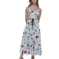 Karl Lagerfeld Paris Womens Printed Square Neck Midi Dress Soft White Multi