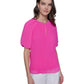 Karl Lagerfeld Paris Womens Puff Sleeve Pleated Top Bright Fuchsia