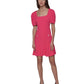 Karl Lagerfeld Paris Womens Puff Sleeve Flounce Hem Sheath Dress Teaberry