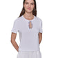 Karl Lagerfeld Paris Womens Cutout Embellished Tee White