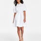 Karl Lagerfeld Paris Women's Puff Sleeve Tied Shirtdress White