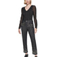 Karl Lagerfeld Paris Womens Faux Pearl Embellished Straight Leg Jeans Black