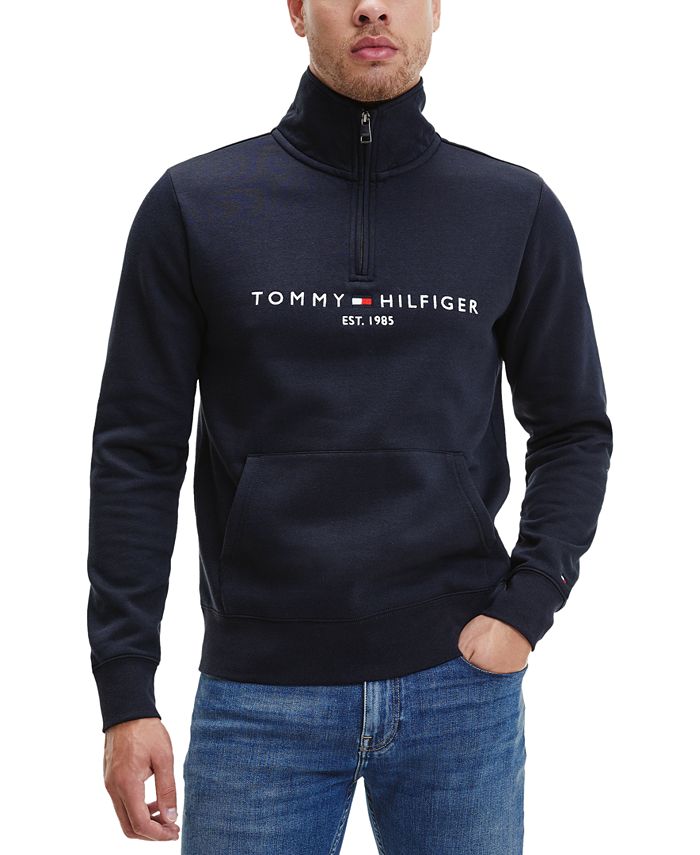 Tommy Hilfiger Men's Logo Mock Neck Sweatshirt Black Size XX-Large