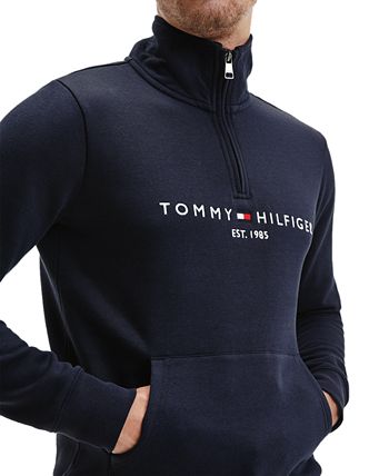 Tommy Hilfiger Men's Logo Mock Neck Sweatshirt Black Size XX-Large