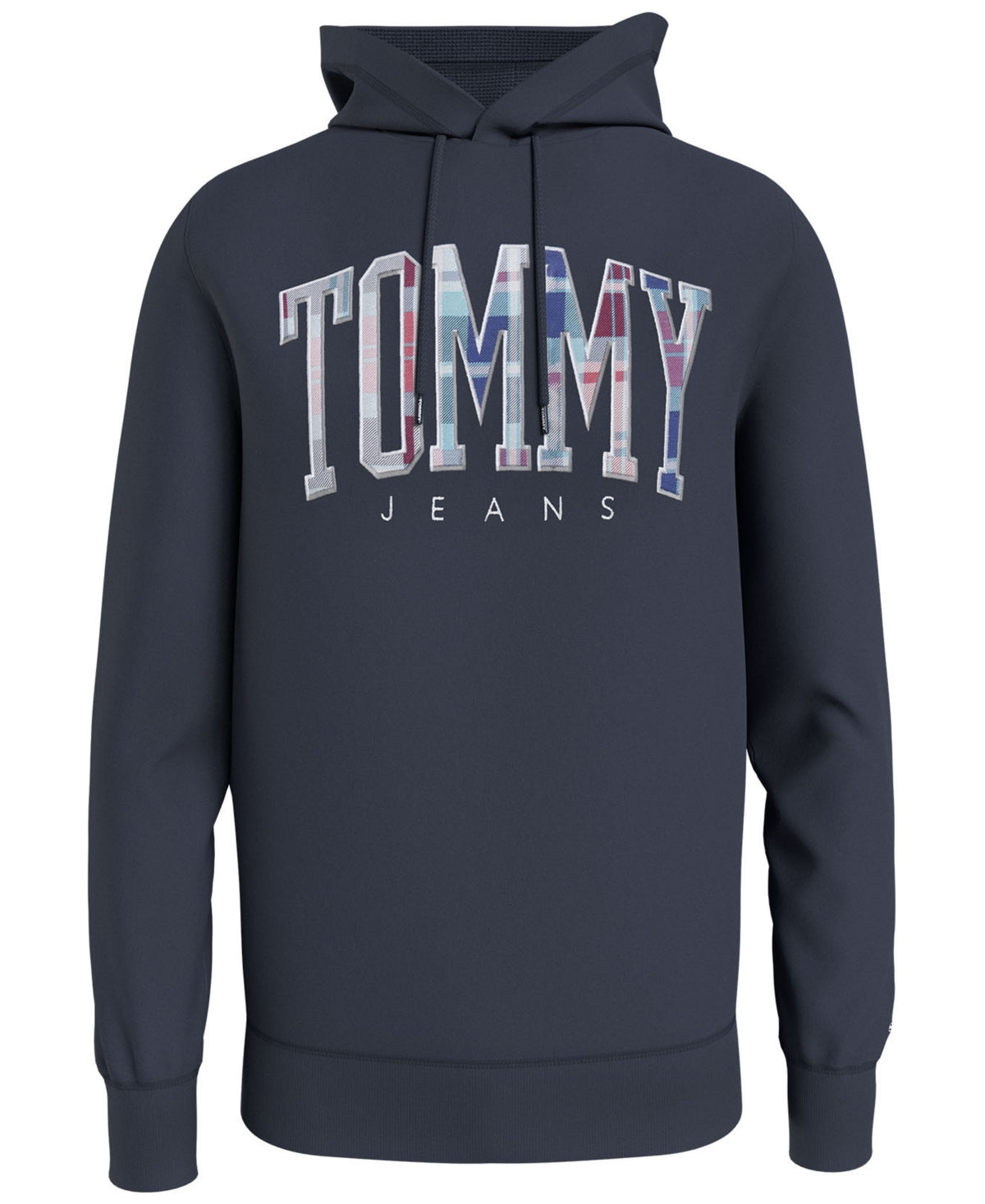 Tommy Hilfiger Men's Regular Fit Tartan Logo Hooded Sweatshirt Blue Size X-Small