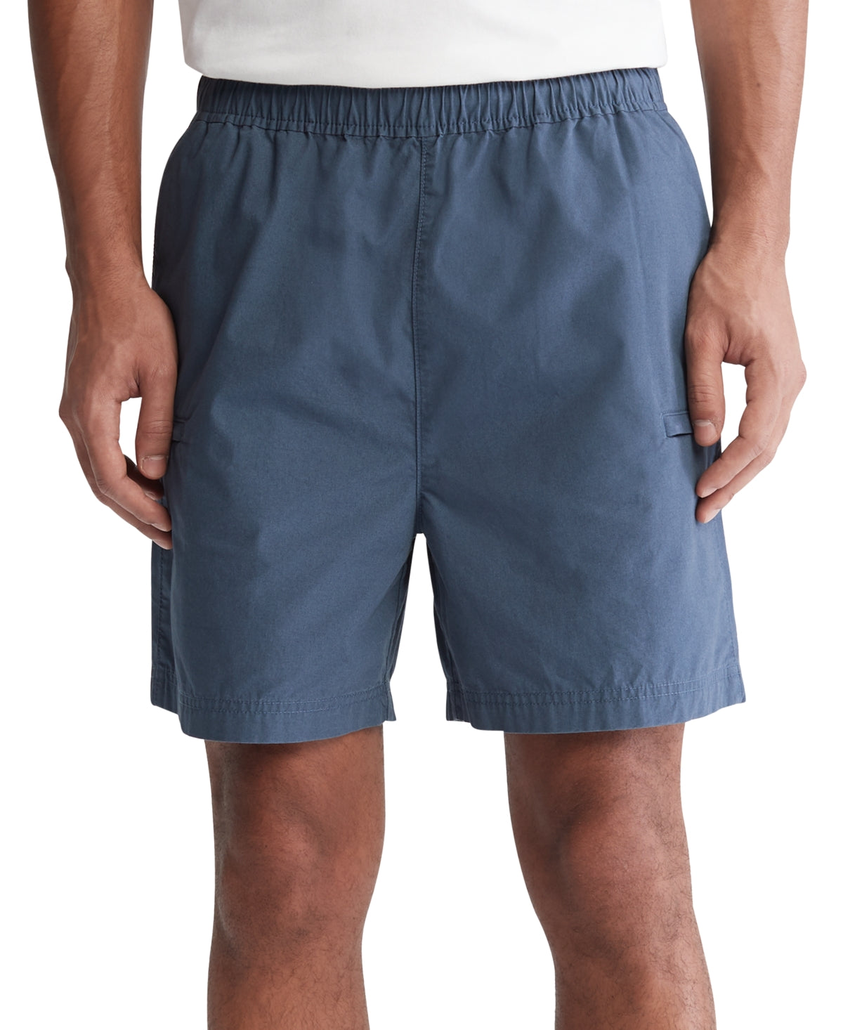 Calvin Klein Men's Poplin Elastic Waist Shorts Blue Size Medium