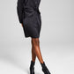 And Now This Women's Twisted Long Sleeve Shirtdress Black Size Large