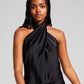 And Now This Women's Halter Neck Twist Front Dress Black Size Large