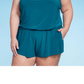 Aqua Green Women's UPF 50 High Neck Swim Romper with Pockets One Piece Swimsuit Teal Green Size 24
