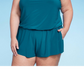 Aqua Green Women's UPF 50 High Neck Swim Romper with Pockets One Piece Swimsuit Teal Green Size 24
