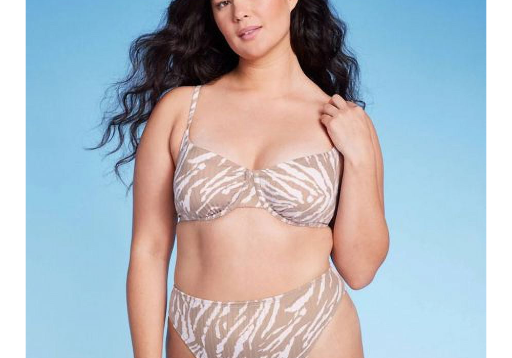 Wild Fable Women's Tan Animal Print Bralette Bikini Top Size XXS