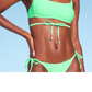 Mint Green Beaded Wrap Bralette Bikini Top for Women - S