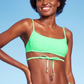 Mint Green Beaded Wrap Bralette Bikini Top for Women - S