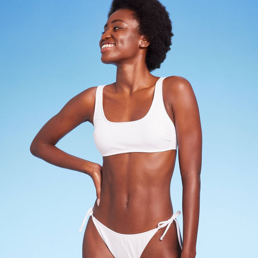 Wild Fable White Ribbed Bralette Bikini Top - Women's Size XXS