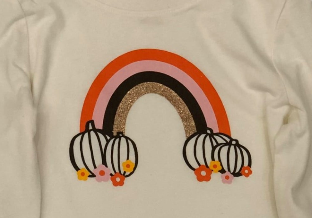 Rainbow Pumpkin Tee for Girls - Halloween/Thanksgiving, Size 5T, Color Variable