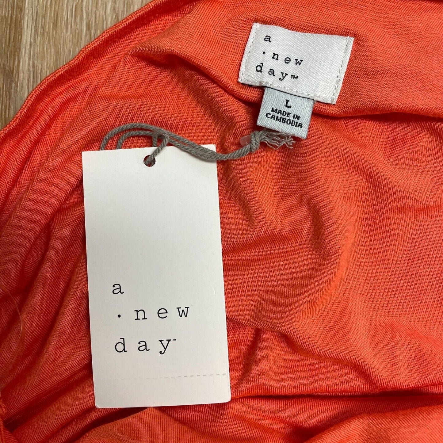 A New Day Ruched Knit Mini Dress Orange Size L