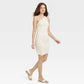 A New Day Women's Cream Ruched Knit Mini Dress Size L