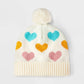 Cat & Jack Girls Cream Heart Jacquard Beanie One Size