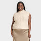 A New Day Women's Sweater Vest Mock Turtleneck Cropped Cream Size 3X