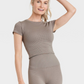 All in Motion Women's Seamless Baby T-Shirt Dark Brown Size XL