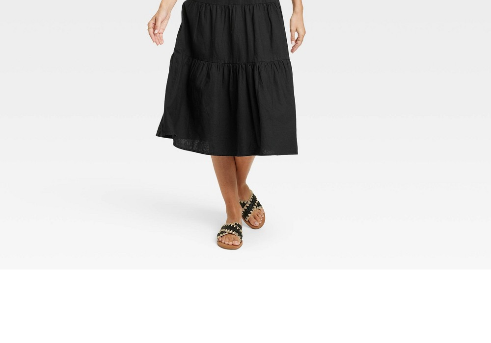 Black Sleeveless Linen Midi Dress- Women's Size S