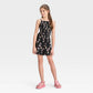 Black Art Class Girls Smocked Woven Romper Size S