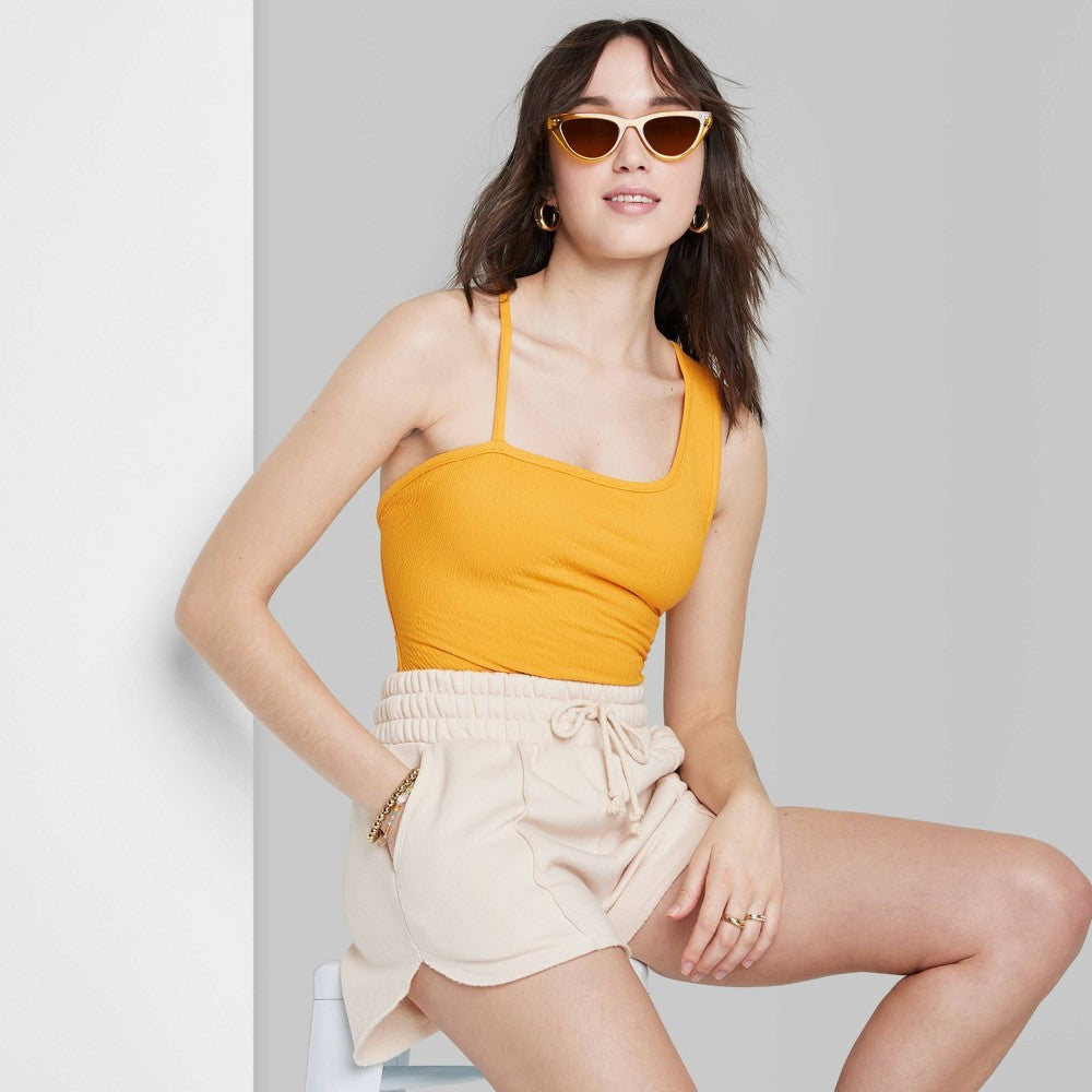 Wild Fable Women's Mango Orange Open Back Bodysuit Size XS