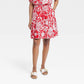 Knox Rose Women's Mini Tiered A-Line Skirt Red Floral Size S